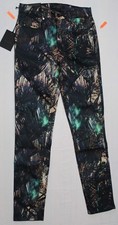 GENETIC DENIM WOMEN'S SOLACE BLACK/MULTI HIGH RISE SKINNY CROP JEANS US 24