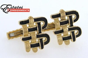 David Webb Enamel Yellow Gold Cufflinks - Picture 1 of 8