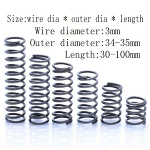2pcs Black Spring Steel Compression Spring Wire Dia 3mm OD 34-35mm L 30mm-100mm - Picture 1 of 11