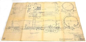 GRANDE CARRO ARMATO TRASPORTO AMERICANO GENERALE '53 DISEGNO MECCANICO STAMPA BLU - Foto 1 di 9