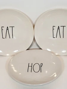 Rae Dunn 6" Desert Plates Eat Hop Set Of 3 Ceramic New Easter - Picture 1 of 5