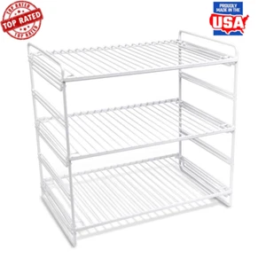 3-Tier Adjustable Storage Shelf Organizer Rust-Resistant Durable Kitchen Stand - Picture 1 of 7