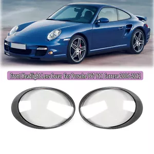 Pair Front Headlight Lens Cover Headlamp For Porsche 997 911 Carrera 2006-2012 - Picture 1 of 10