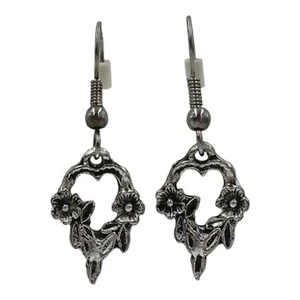 Pendientes de flores florales de corazón colgantes perforados vintage años 90 para mujer joyería Y2K - Imagen 1 de 4