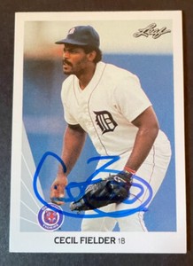 Cecil Fielder Signed 1990 Leaf #165 Detroit Tigers