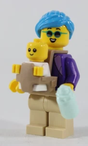 LEGO® City Minifigure Mom Baby Blue Hair Big Smile Milk Bottle Carrier Sun Glass - Picture 1 of 8