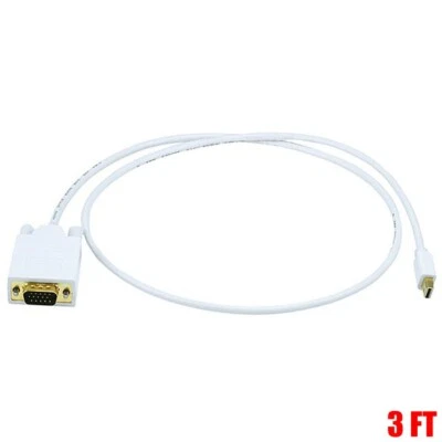 3FT Mini DisplayPort MDP Male to VGA Male Cable Mac Monitor 1080p Gold Plated - Image 1 of 3