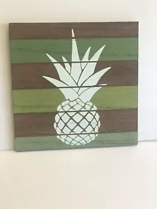 Targa da appendere a parete verde/marrone a righe ananas/circa 10 x 10 ananas-nuova - Foto 1 di 3
