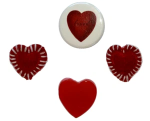Valentine's Day Love & Heart Pins & Buttons Lot of 4 for Hat Lapel Wreath Art - Picture 1 of 5