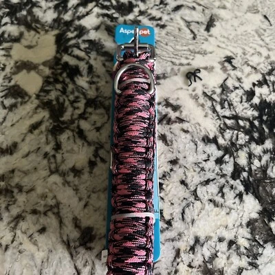 Aspen Pet Paracord Pink & Black Adjustable Dog Collar  Large 1" W x 22"-26" NEW - Image 1 of 4