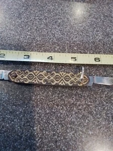 Vintage 1950 TOLEDO Scales Bird Penknife Pocket Knife ornate Gold Inlay INOX - Picture 1 of 9