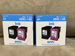 Onn. 65XL Black + Color 65 Ink Cartridge Compatible with HP. Lot Of 2. Exp 11/24 - Picture 1 of 4