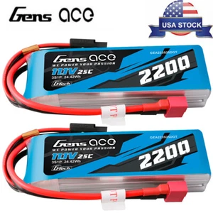 2X GensAce G-Tech 2200mAh 25C 11.1V 3S Lipo Battery Deans Plug For 450 Size Heli - Picture 1 of 6