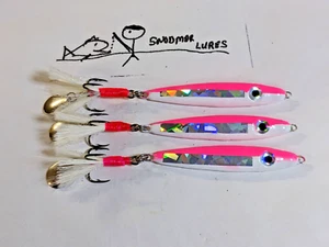 3 - 1.5 oz Minnow Spoon Lead Fishing Jig Casting Lure white pink Colorado blade - Picture 1 of 6