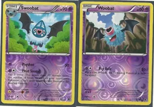2 POKEMON EVO SET RARE SWOOBAT 37/98 & WOOBAT 36/98 -EMERGING POWERS-REV HOLO - Picture 1 of 2