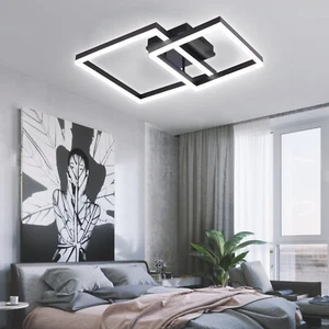 Modern Dimmable Square Ceiling Light LED Chandelier Flush Mount Pendent Lamp USA - Picture 1 of 12