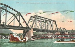 Postcard California CA Healdsburg Water Carnival Edward Mitchell NWP Railroad - Picture 1 of 2