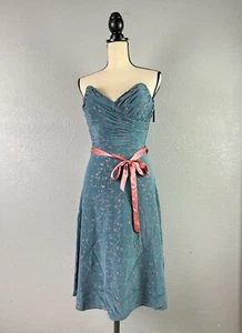 Vestido BETSEY JOHNSON Vintage Lazo Sin Tirantes Floral Bordado Talla 2 - Imagen 1 de 11