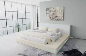 Komplettbett Designerbett Modern Komplettes Bett Matratze RIMINI LED Beleuchtung - Bild 1 von 11