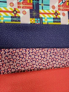 Christmas Parcels, Candy And Metallic Spots 4 Fat Quarters 100% Premium Cotton - Picture 1 of 6