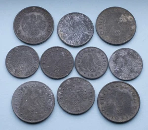 10 coins Germany Third Reich 1 5 10 Reichspfennig Zinc WWII Era - Picture 1 of 2