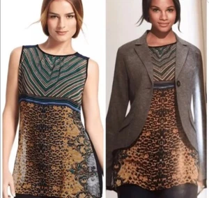 CAbi Sleeveless Top M Style 565 Buchanan Leopard Stripe Sleeveless MINT - Picture 1 of 9