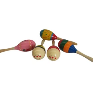 3x Painted wooden maraccas - Picture 1 of 1
