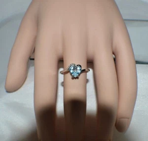 GLAMOROUS 2.26ct. NATURAL SKY BLUE TOPAZ & GENUINE DIAMOND COCKTAIL RING 7 - Picture 1 of 5