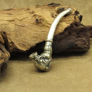 Vintage Sterling Silver Dragon Head Pipe - Picture 1 of 7
