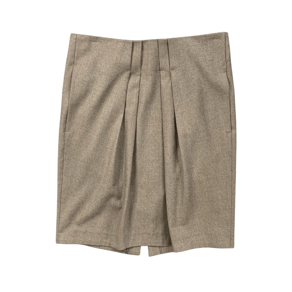 Gunex Skirt Women 4 Pewter Pleated Wool Cashmere Blend Kick Pleat Back Zip - Image 1 of 4