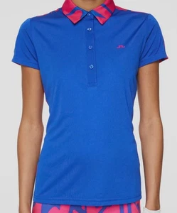 J. Lindeberg Women's Small Club Blue Cara Polo Shirt Athleisure Golf Active NWT - Picture 1 of 5