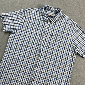 Camicia Barbour uomo grande regular fit bottoni seersucker cotone check casual - Foto 1 di 13