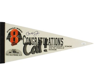 Cal Ripken Jr. Signed Baltimore Orioles Streak Week Congratulations Pennant - Image 1 of 3