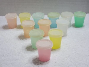 LOT OF 12 VINTAGE TUPPERWARE PASTEL MINI MIDGET 2 OZ CONTAINERS WITH LIDS VGUC - Picture 1 of 2