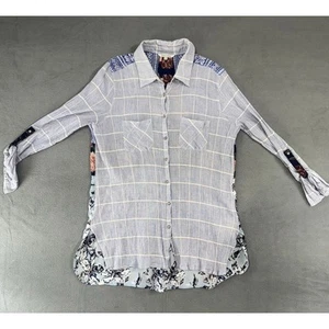 Blusa John Mark Mixta Medios Abotonados Bolsillos BOHO Grande - Imagen 1 de 4