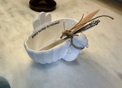 NWT Mud Pie Thanksgiving Turkey Dip Bowl Set “Every Turkey For Himself” - Image 1 of 4