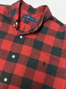 Ralph Lauren Men’s Sz XL Red Black Plaid Long Sleeve Button Down Classic Fit - Picture 1 of 8