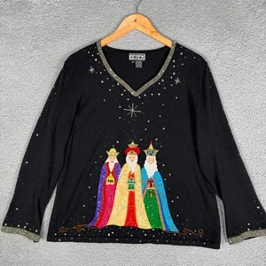 Suéter Tejido Vintage Años 90 Navidad Reyes Magos Para Mujer Talla XL Berek Jesus - Imagen 1 de 6