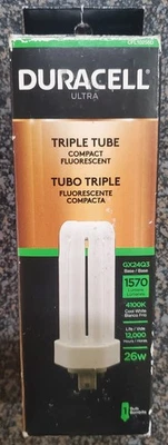 Duracell Ultra CFL10256D 26W 4100K Cool White GX24Q-3 4-Pin Triple Tube Bulb NEW - Image 1 of 4
