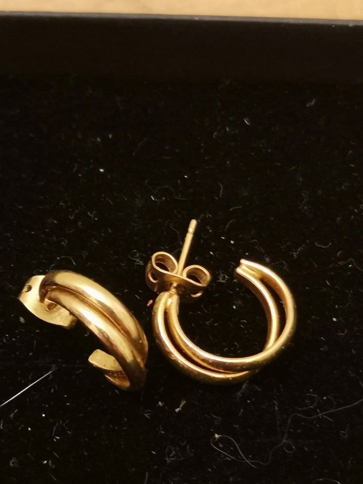 Ohrstecker Halbcreolen – doppelt goldfarben – 1,5 cm - Bild 1 von 1