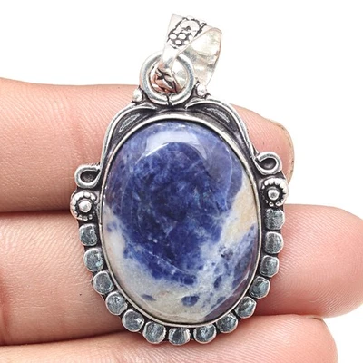 Colgante Piedras Preciosas Sodalita Regalo San Valentín Joyería Plata 2" Foto 1 de 4