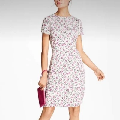 Brooks Brothers Floral Dress Size 8 White Pink Short Sleeve Mini Career NWT - Image 1 of 4