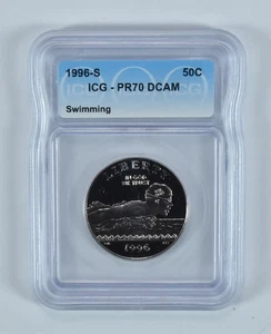 1996-S Olympic Swimming Commemorative Half Dollar PR70 DCAM ICG *8347 - Picture 1 of 5
