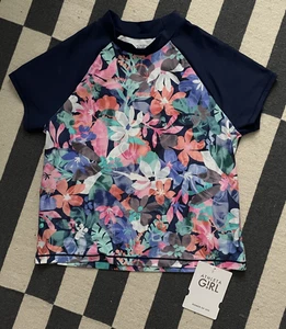 NWT Athleta Mock Neck Rashguard - size XL/14 - Blue Hawaiian (floral), UPF - Picture 1 of 2