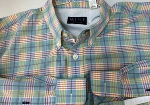 MINE Men's Dress Shirt Cotton Bright Colorful Plaid Cotton L/S XL Button Up - Picture 1 of 3
