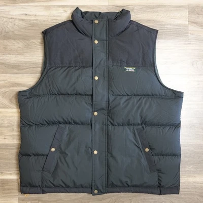 LL Bean Mountain Classic Down Vest Black Mens XXL Puffer Downtek Pertex - Image 1 of 4