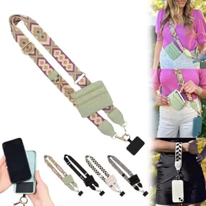 Phone Strap with Zippered Pouch,Cross Body Phone String with Zipper Wallet Pouch - Picture 1 of 14