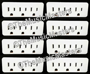 8X Grounded 3 Outlet Triple AC Wall Plug Power Splitter 3-Way Electric Adapter - Picture 1 of 11