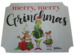 Merry, Merry Grinchmas Wood Sign/Decor/Easel plus bonus Grinch Ornament - Picture 1 of 5