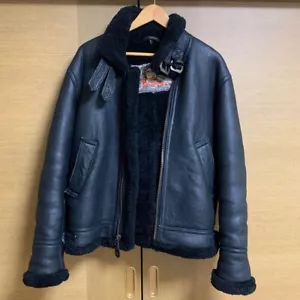 AVIREX Flight Jacket Sheep Black Size: L equivalent Ship from JPN - Picture 1 of 6